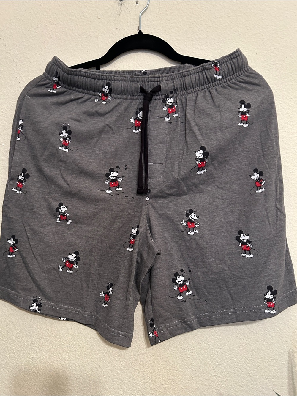 Disney Gray Mickey Mouse Sleep Shorts with Red Accents